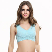 Load image into Gallery viewer, M-3XL Women Sexy Lingerie Lace Solid Color Cross Side Buckle Wireless Push up Breathable Sleep Underwear Sports Bra