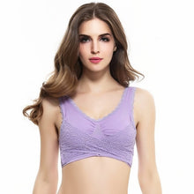 Load image into Gallery viewer, M-3XL Women Sexy Lingerie Lace Solid Color Cross Side Buckle Wireless Push up Breathable Sleep Underwear Sports Bra