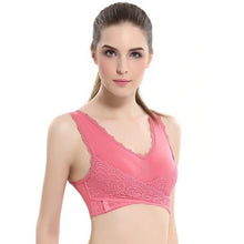 Load image into Gallery viewer, M-3XL Women Sexy Lingerie Lace Solid Color Cross Side Buckle Wireless Push up Breathable Sleep Underwear Sports Bra